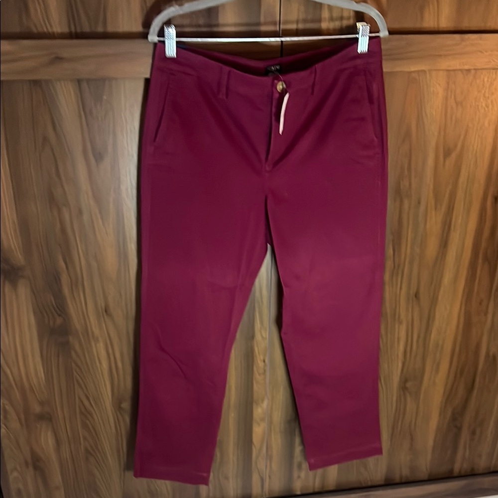 J. Crew Red High-Rise Girlfriend Chino Structured Cotton Blend